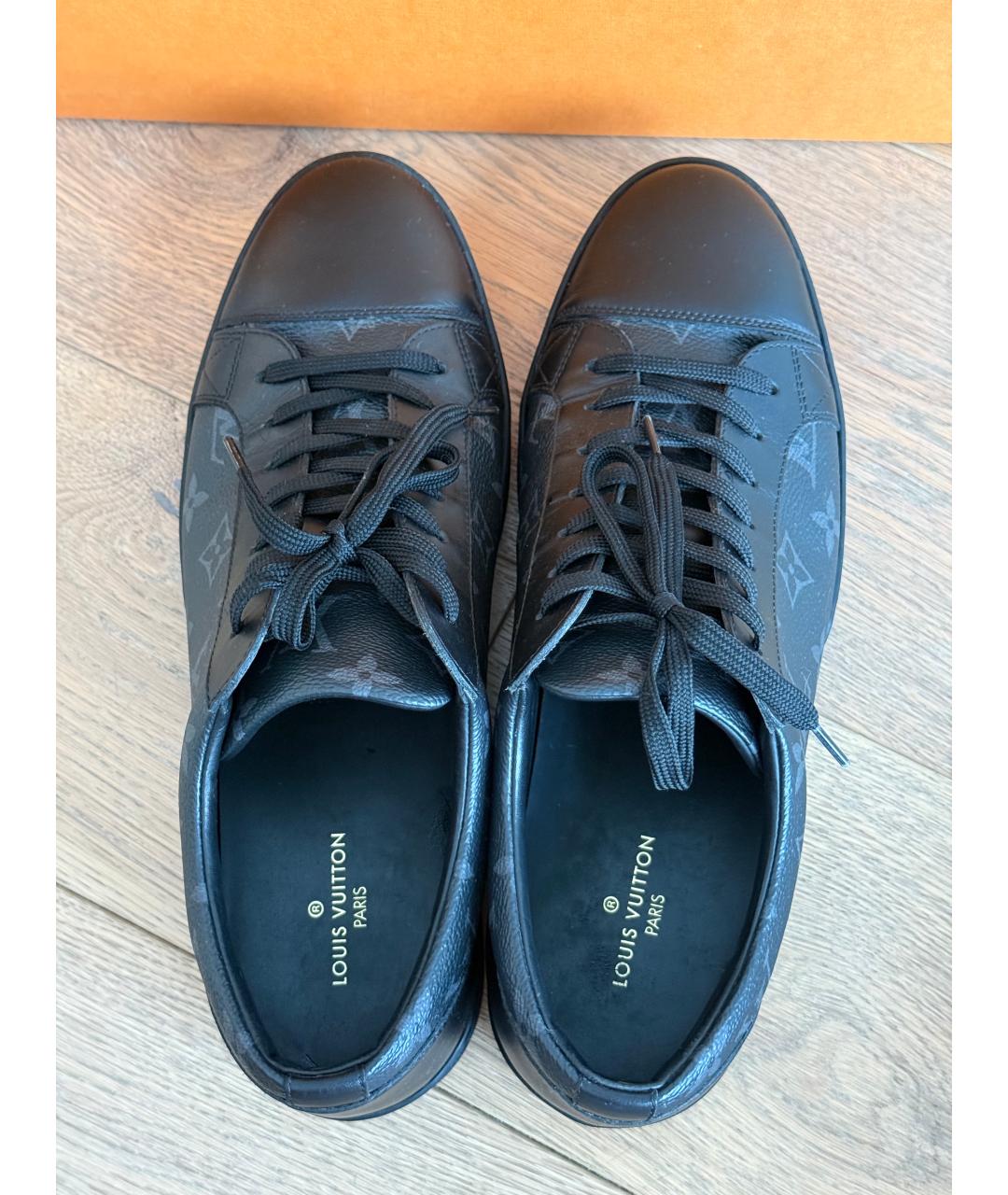 LOUIS VUITTON Черные кожаные низкие кроссовки / кеды, фото 3