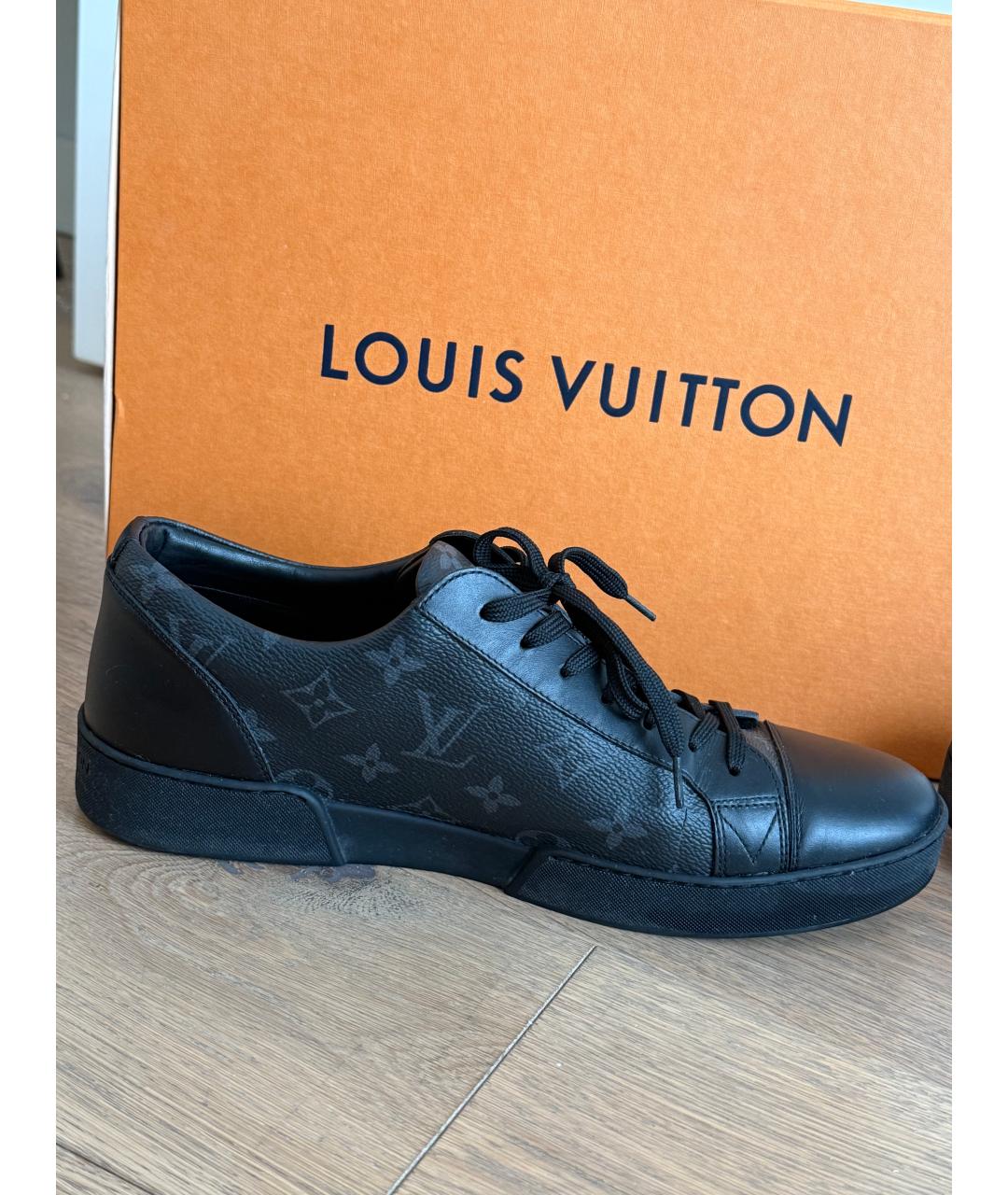 LOUIS VUITTON Черные кожаные низкие кроссовки / кеды, фото 4