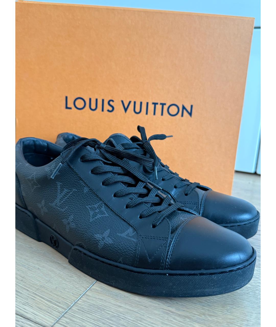 LOUIS VUITTON Черные кожаные низкие кроссовки / кеды, фото 2