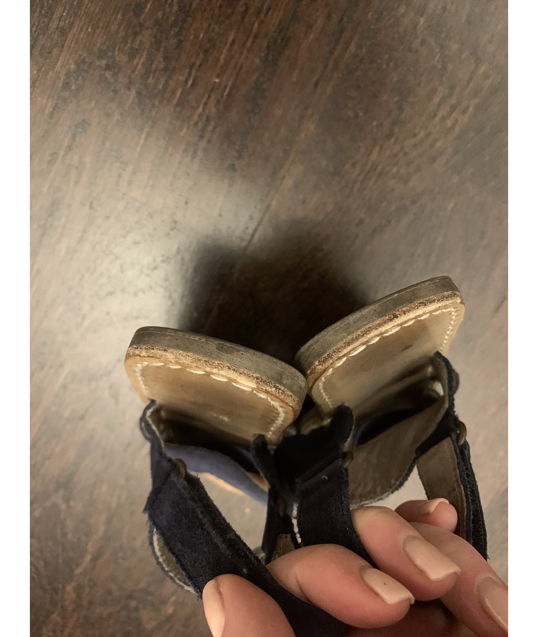 BONPOINT Синие замшевые сандалии и шлепанцы, фото 4