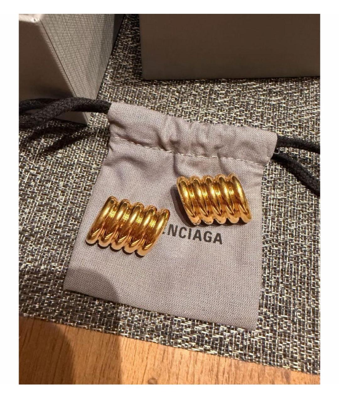BALENCIAGA Золотые металлические серьги, фото 6