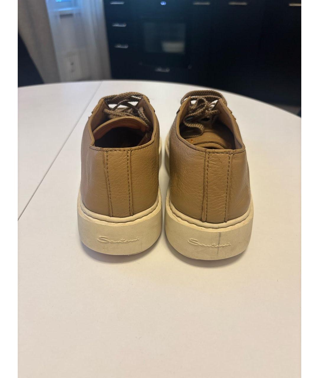SANTONI Бежевые кожаные кеды, фото 3