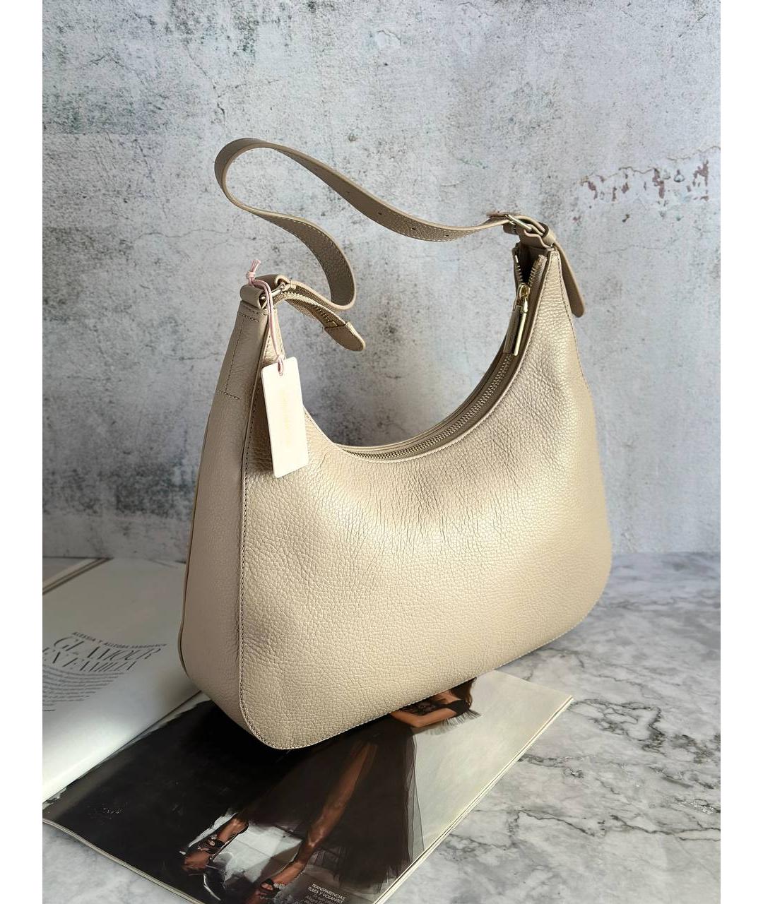 COCCINELLE Бежевая кожаная сумка через плечо, фото 4