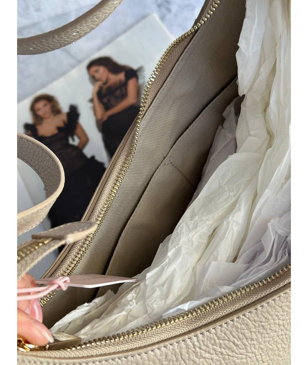 COCCINELLE Бежевая кожаная сумка через плечо, фото 9