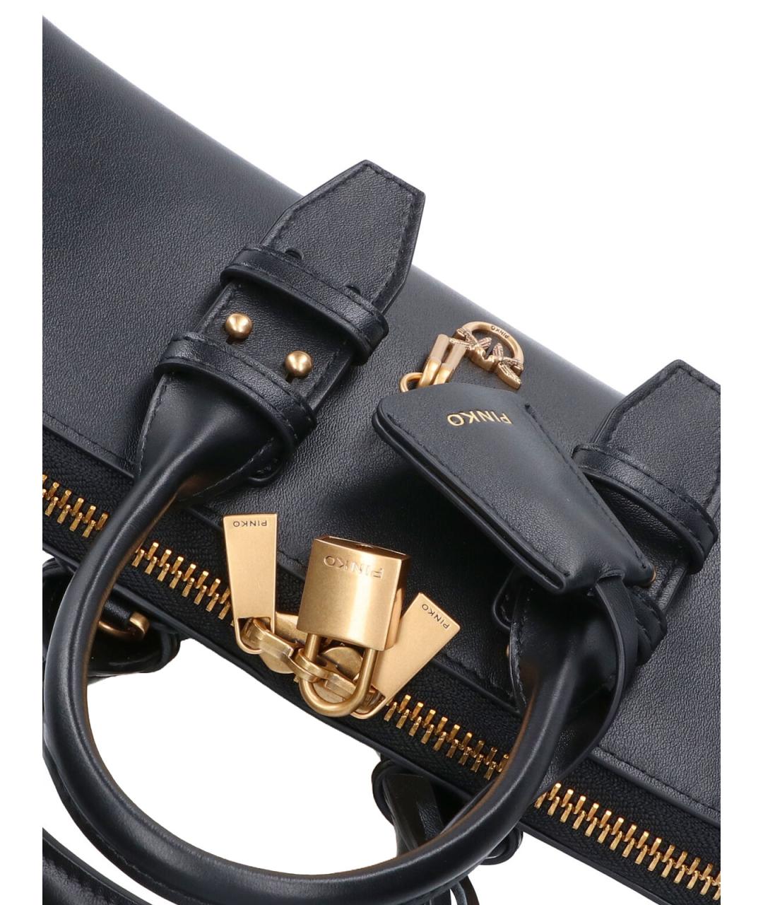 PINKO Черная кожаная сумка с короткими ручками, фото 4