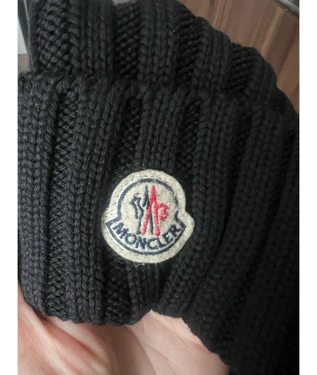 MONCLER Черная шерстяная шапка, фото 3