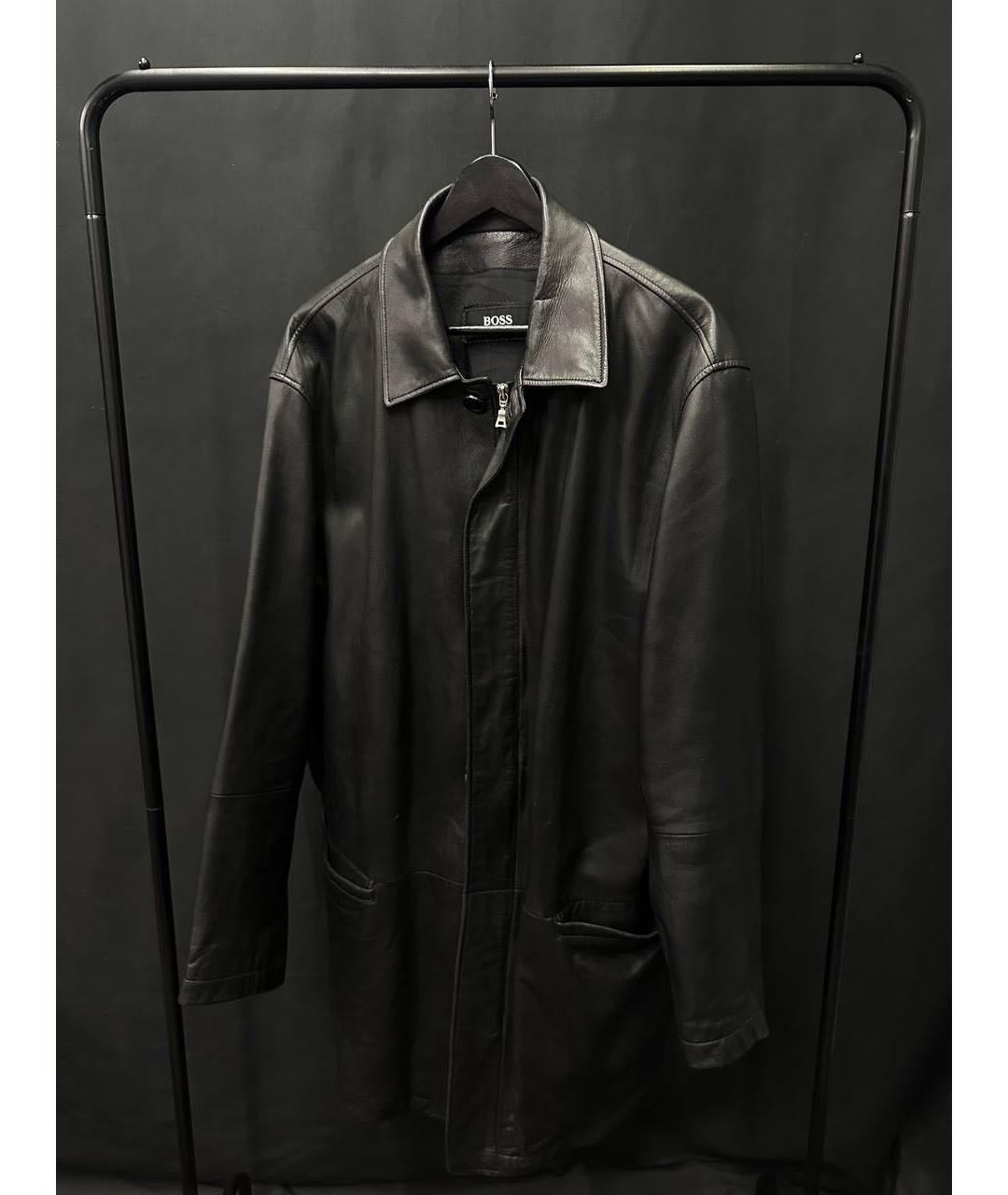 HUGO BOSS Черное кожаное пальто, фото 8