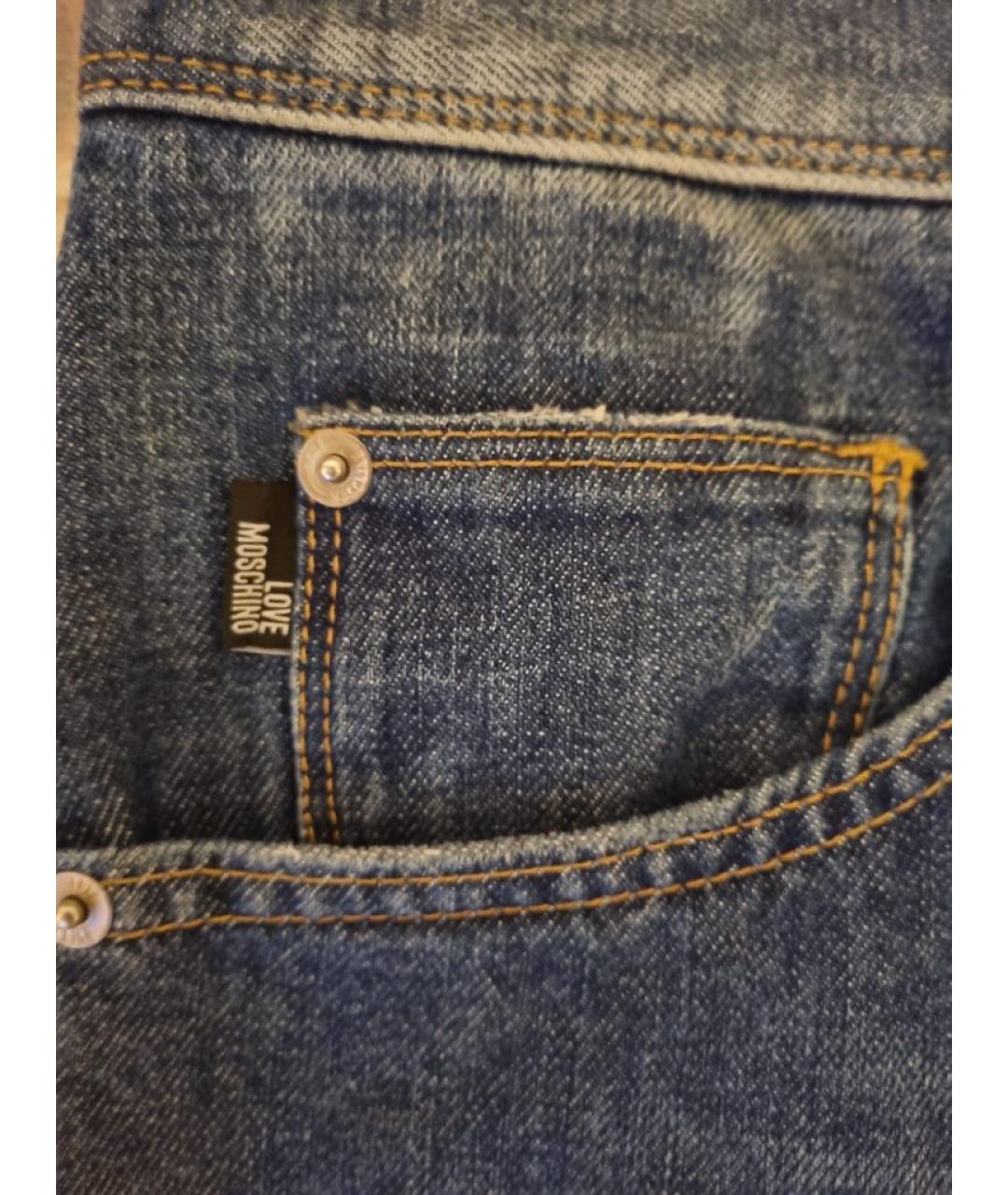LOVE MOSCHINO Синие хлопковые прямые джинсы, фото 5