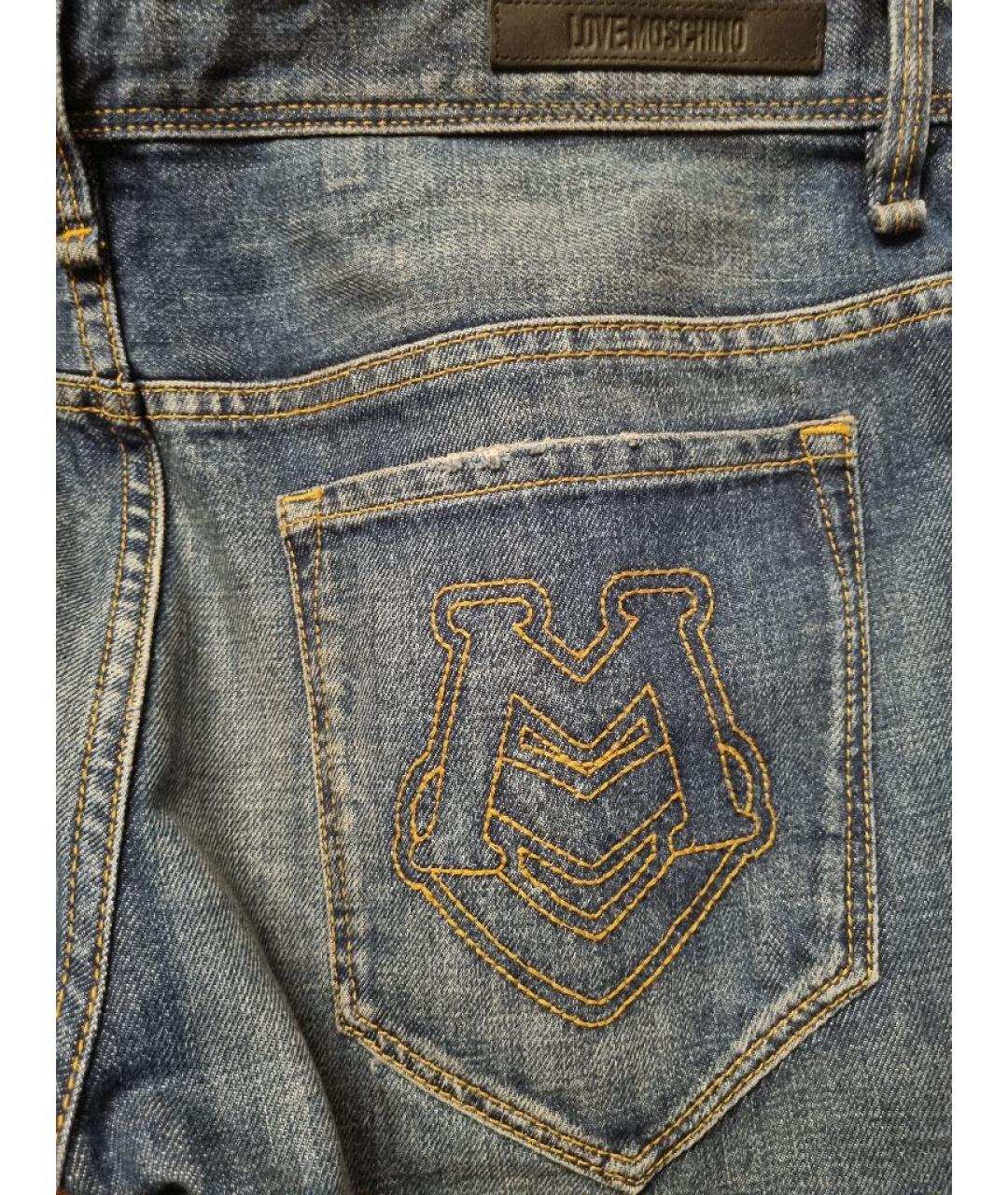 LOVE MOSCHINO Синие хлопковые прямые джинсы, фото 3