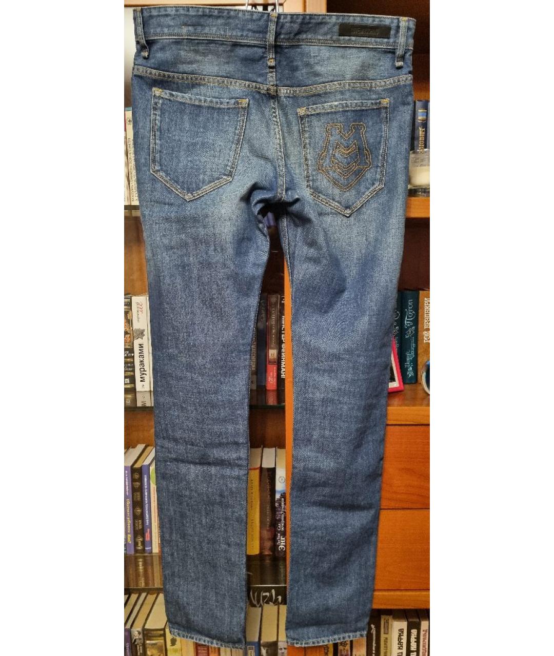 LOVE MOSCHINO Синие хлопковые прямые джинсы, фото 2