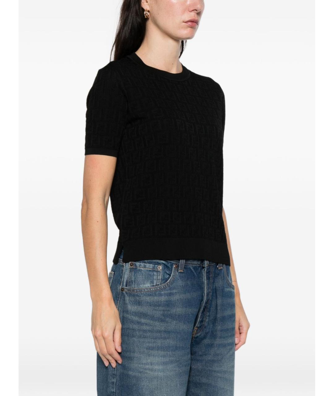 FENDI Черный хлопковый джемпер / свитер, фото 2