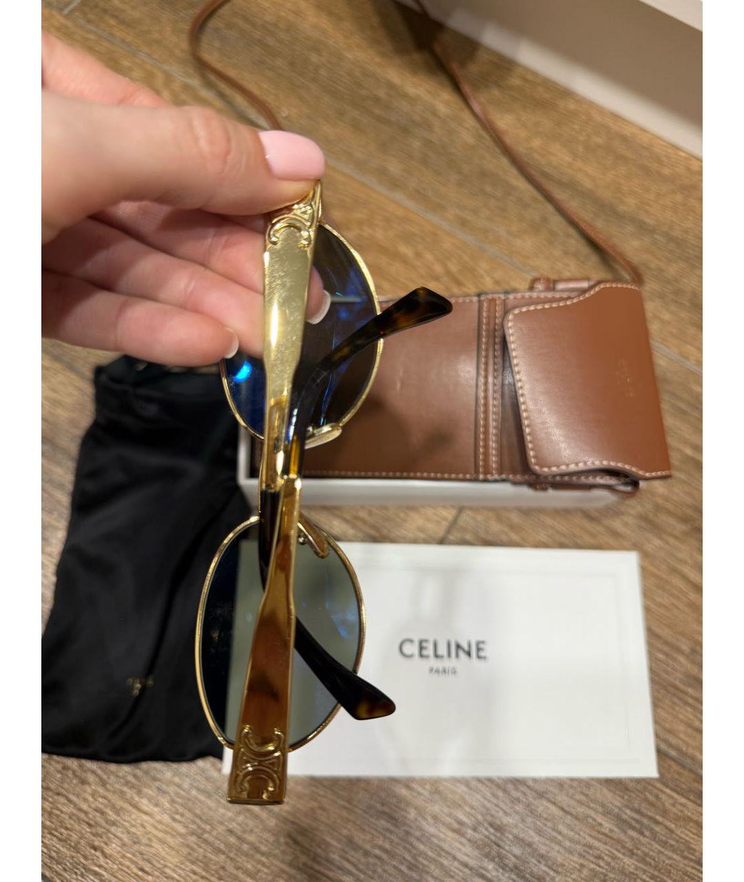 CELINE Золотые металлические солнцезащитные очки, фото 4
