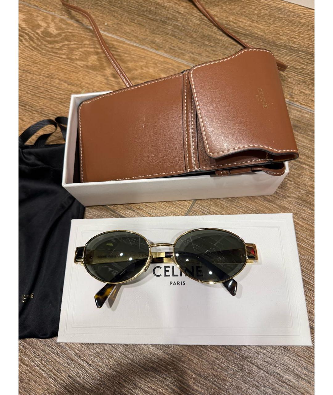 CELINE Золотые металлические солнцезащитные очки, фото 5