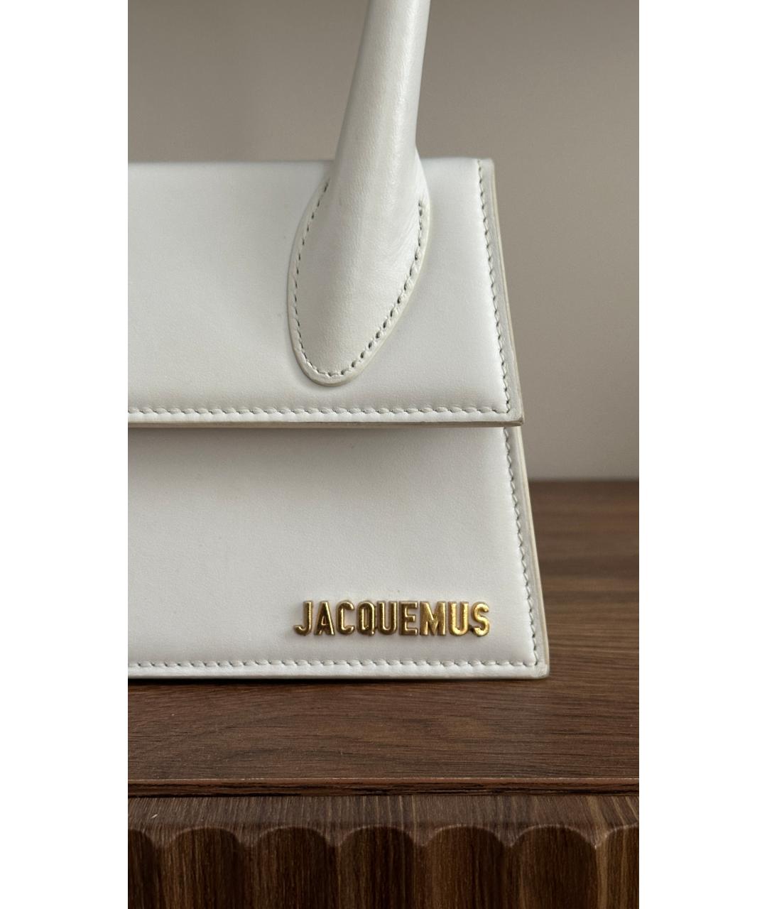 JACQUEMUS Белая кожаная сумка с короткими ручками, фото 3