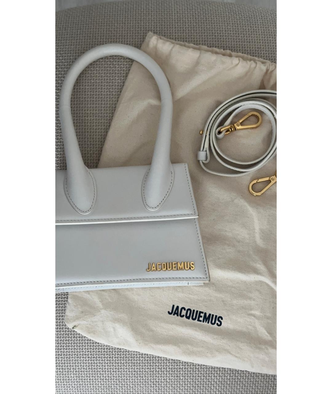 JACQUEMUS Белая кожаная сумка с короткими ручками, фото 2