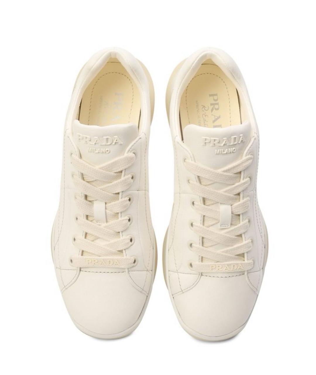 PRADA Белые кожаные кроссовки, фото 2