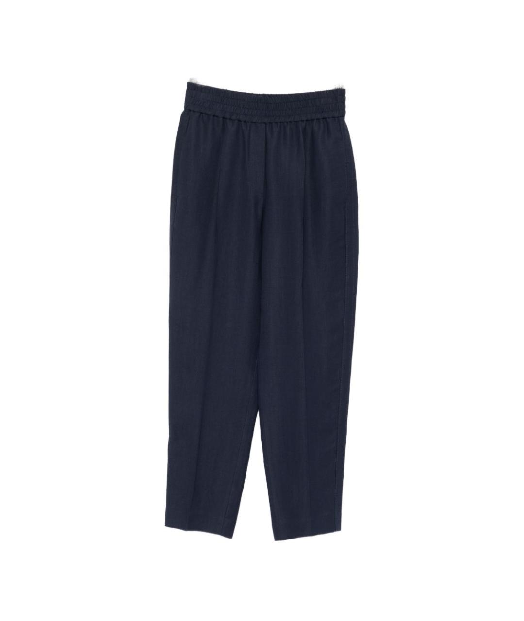 BRUNELLO CUCINELLI Синие вискозные прямые брюки, фото 1