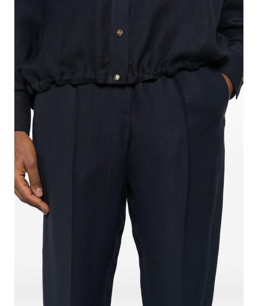 BRUNELLO CUCINELLI Синие вискозные прямые брюки, фото 5
