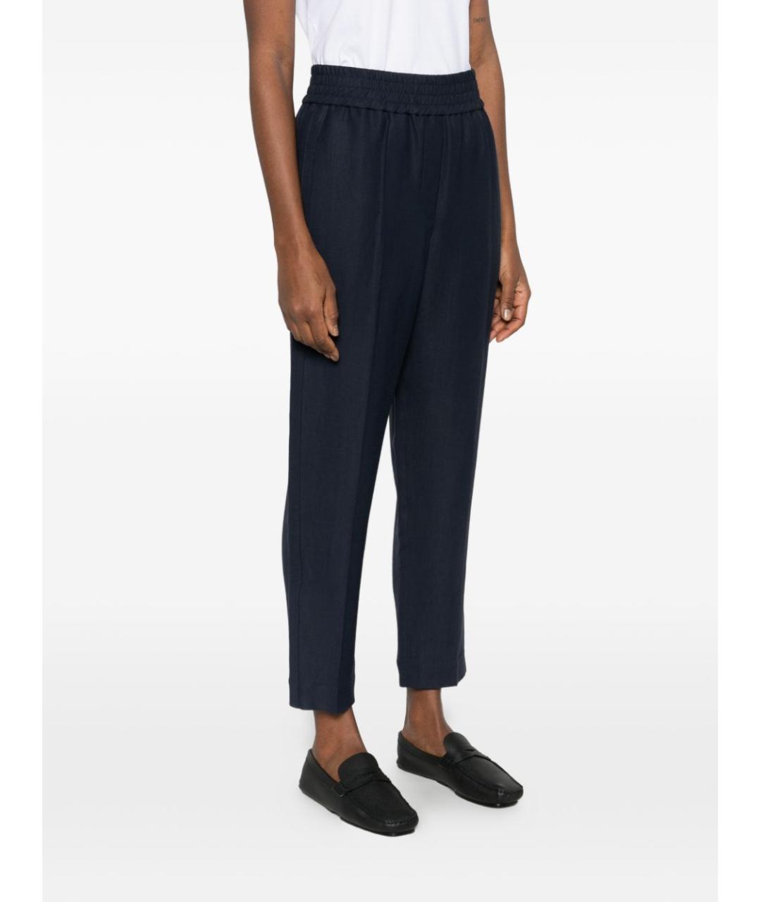 BRUNELLO CUCINELLI Синие вискозные прямые брюки, фото 3