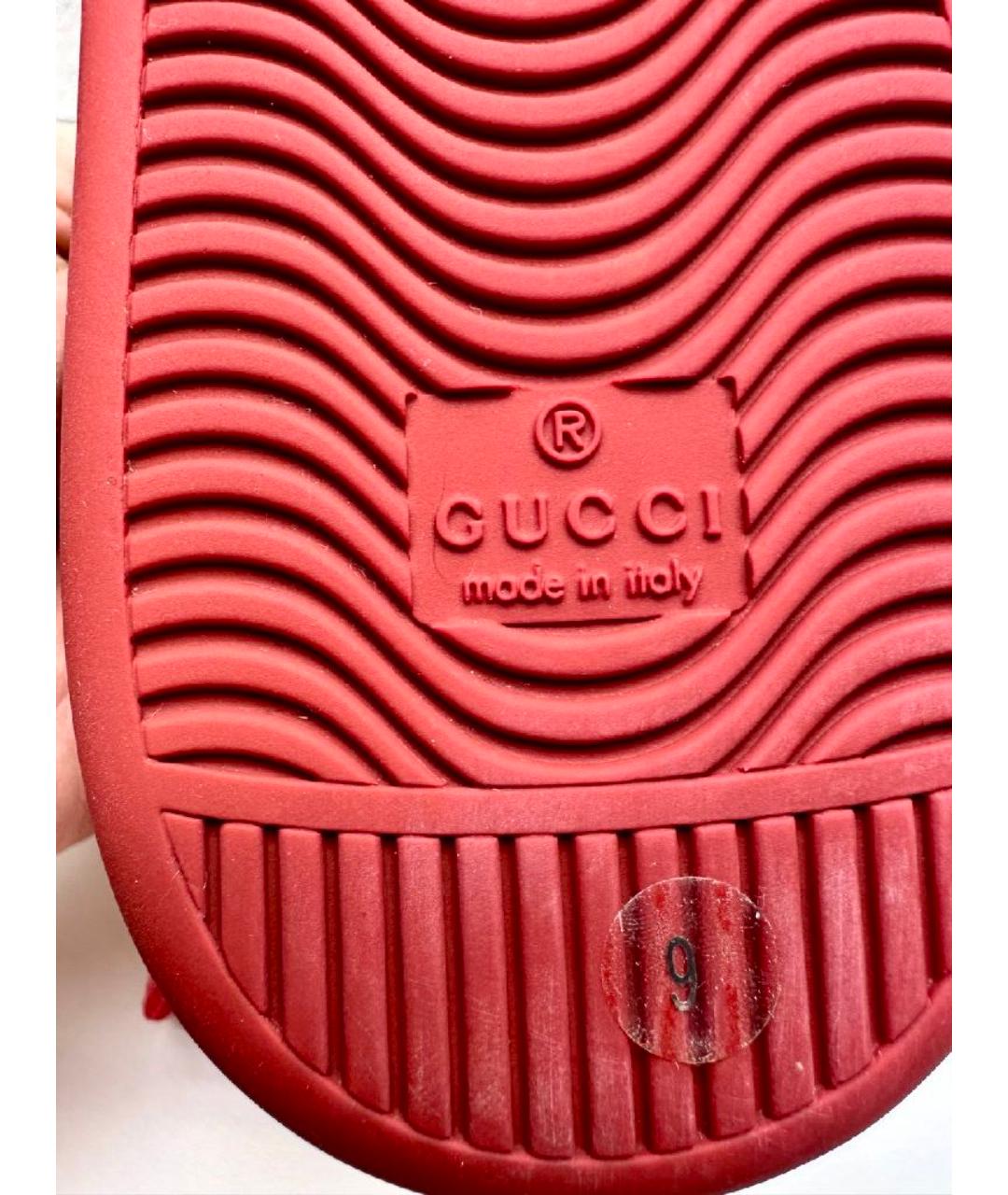 GUCCI Красные кожаные низкие кроссовки / кеды, фото 8