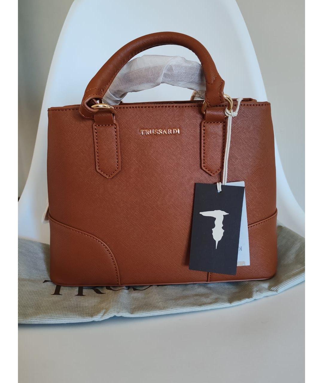 TRUSSARDI Коричневая кожаная сумка тоут, фото 5