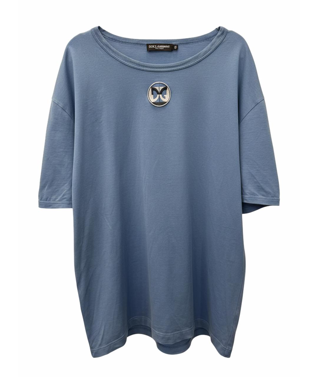 DOLCE&GABBANA Голубая хлопковая футболка, фото 1