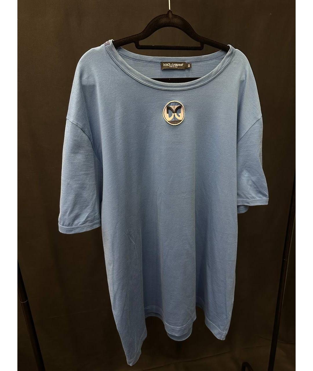 DOLCE&GABBANA Голубая хлопковая футболка, фото 5