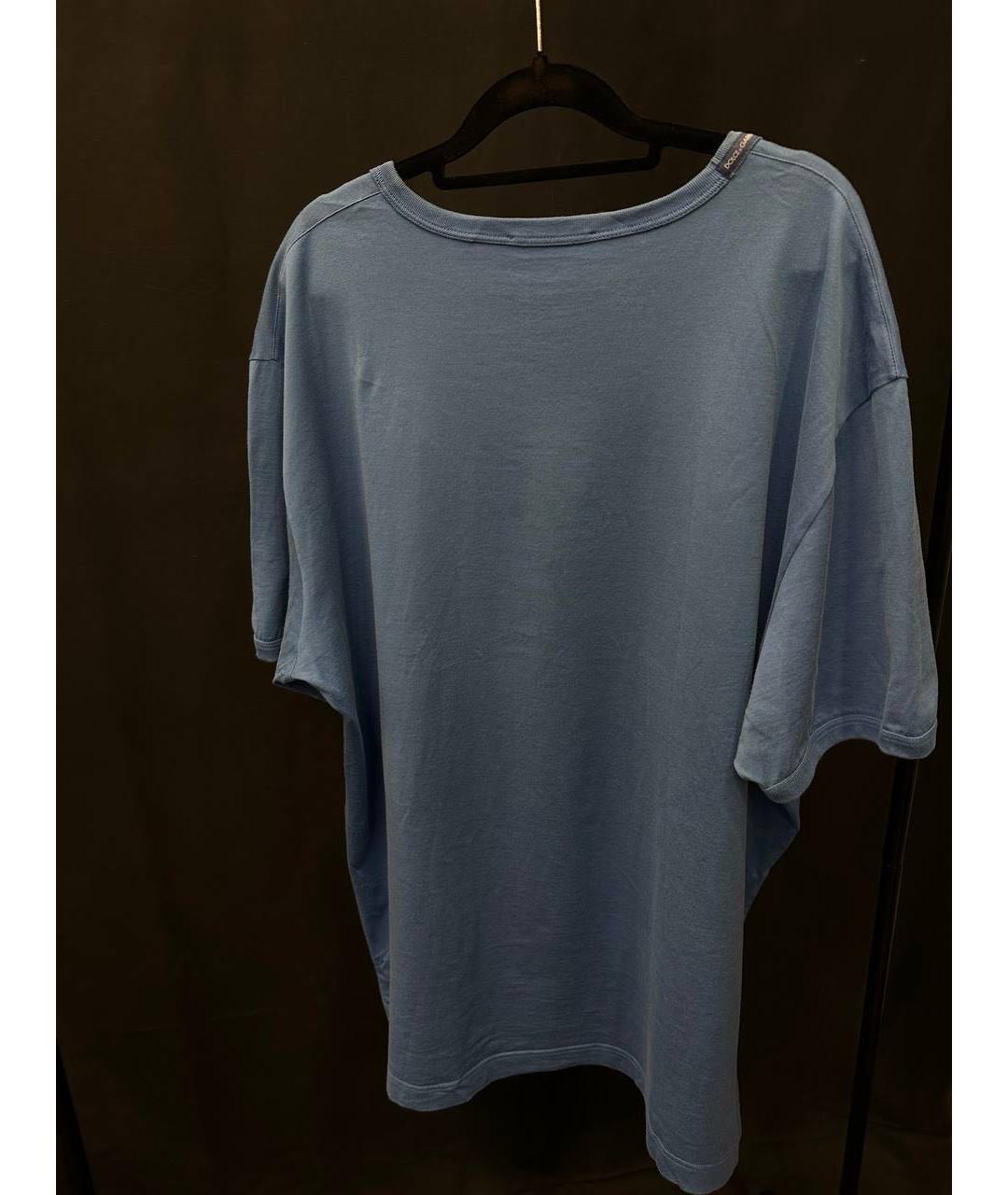 DOLCE&GABBANA Голубая хлопковая футболка, фото 3