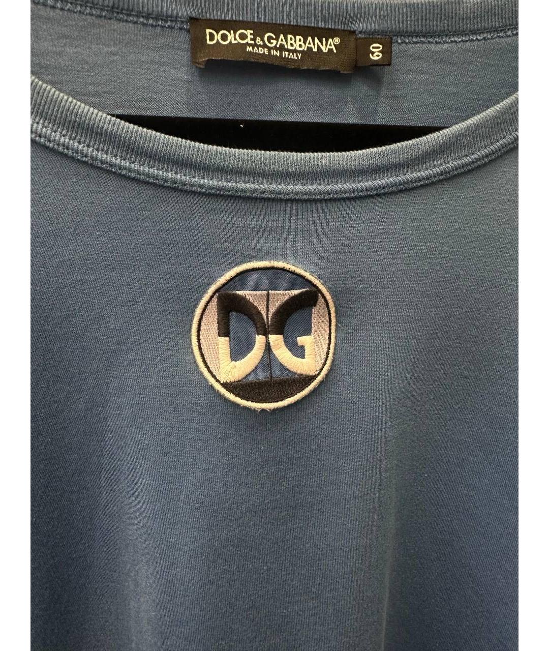 DOLCE&GABBANA Голубая хлопковая футболка, фото 2