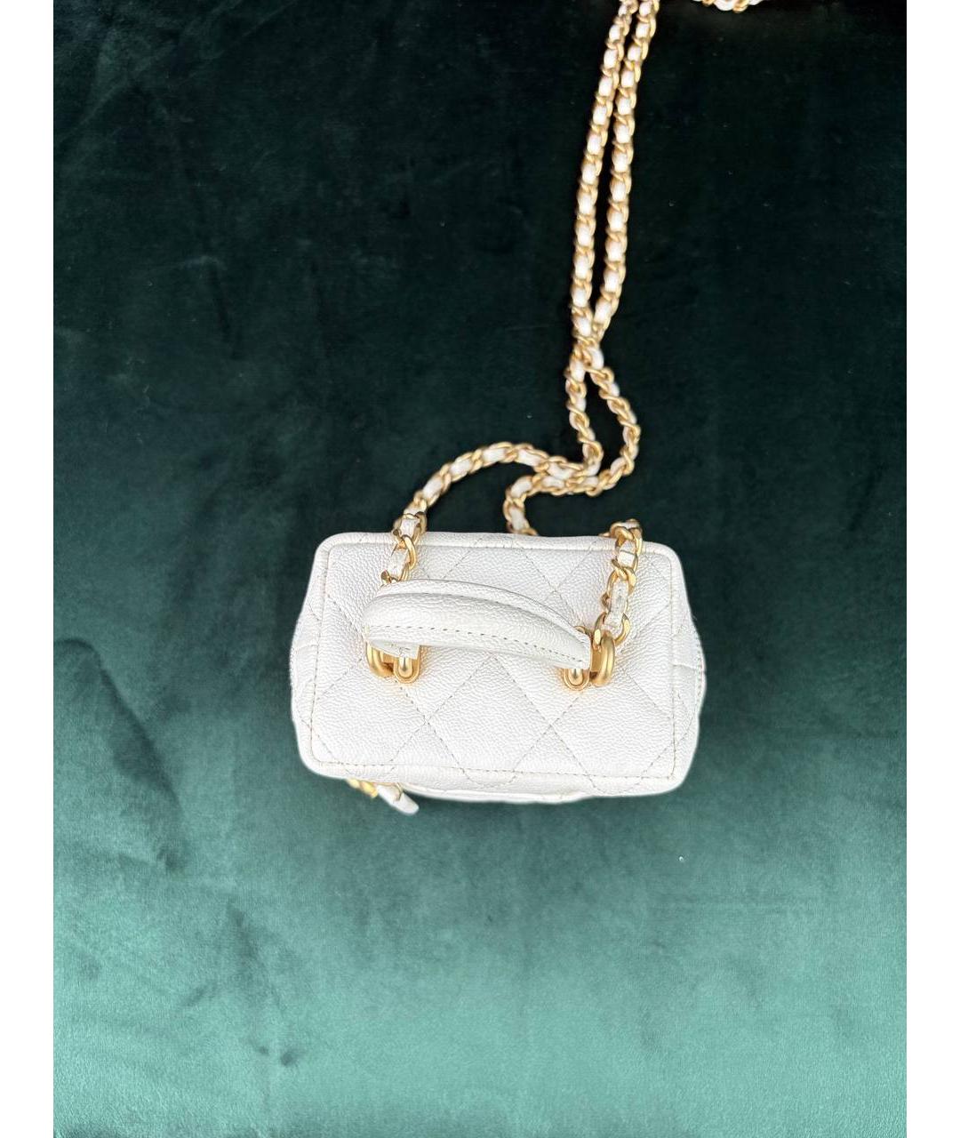 CHANEL Белая кожаная сумка через плечо, фото 4
