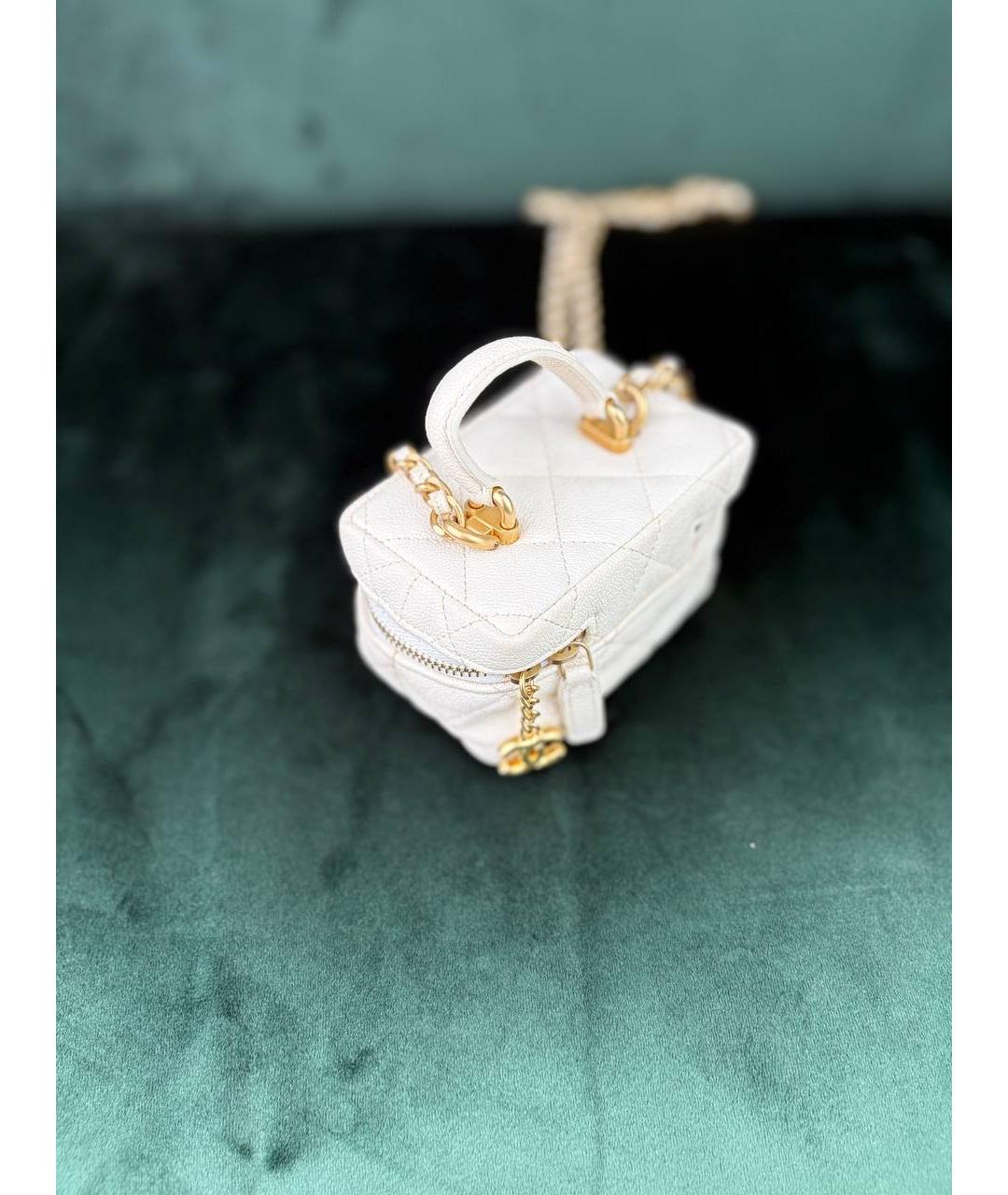 CHANEL Белая кожаная сумка через плечо, фото 5