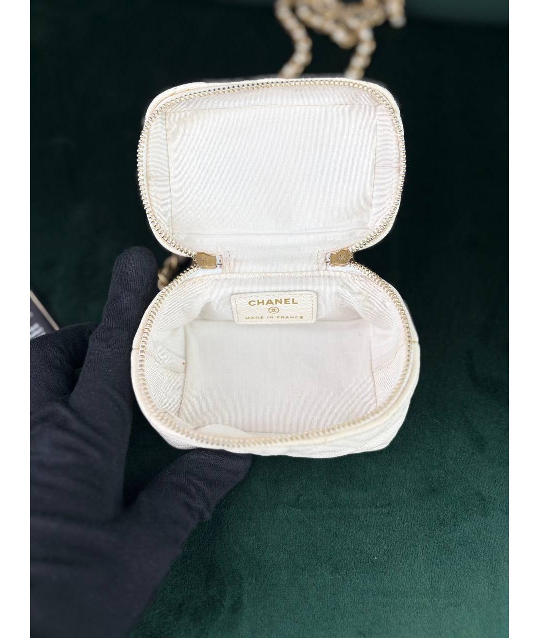 CHANEL Белая кожаная сумка через плечо, фото 8