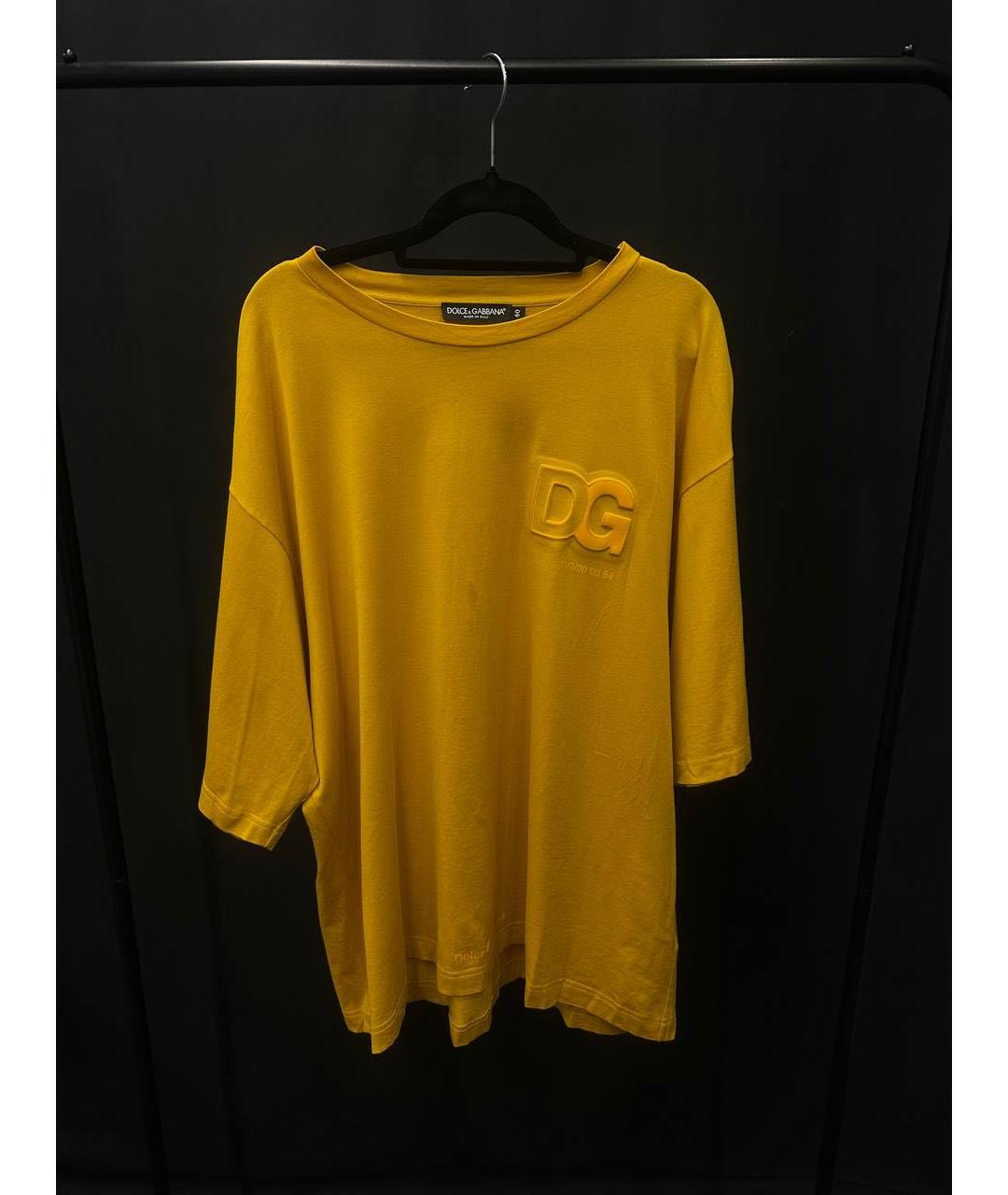 DOLCE&GABBANA Желтая хлопковая футболка, фото 6