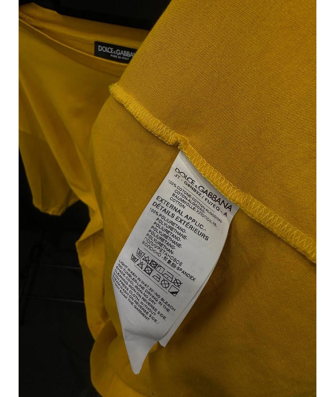 DOLCE&GABBANA Желтая хлопковая футболка, фото 5