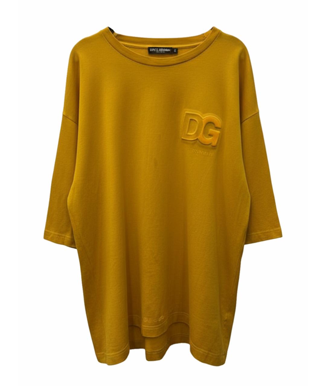 DOLCE&GABBANA Желтая хлопковая футболка, фото 1