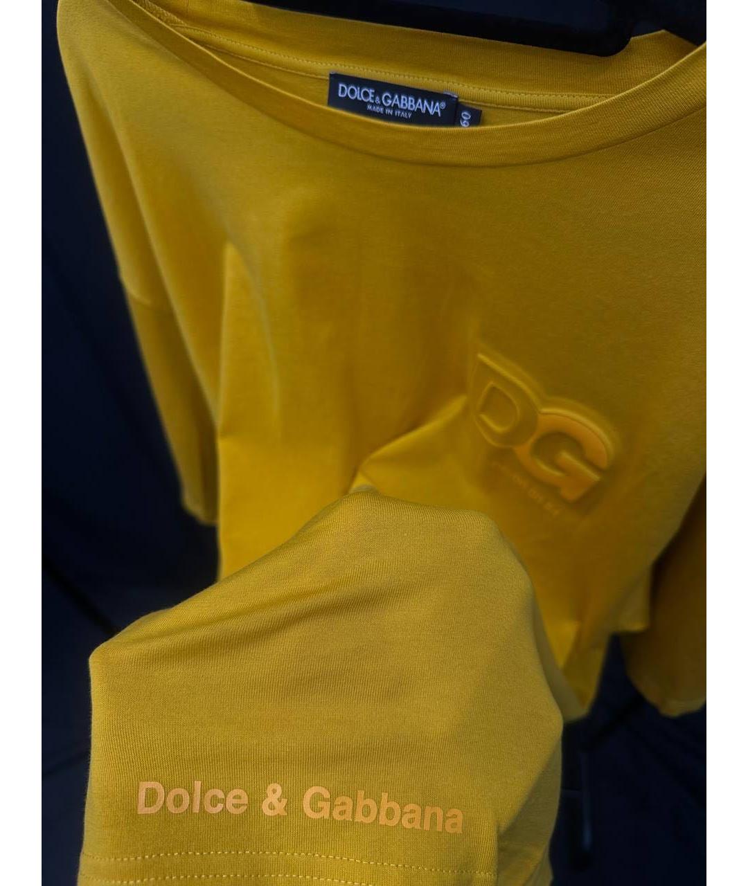 DOLCE&GABBANA Желтая хлопковая футболка, фото 4