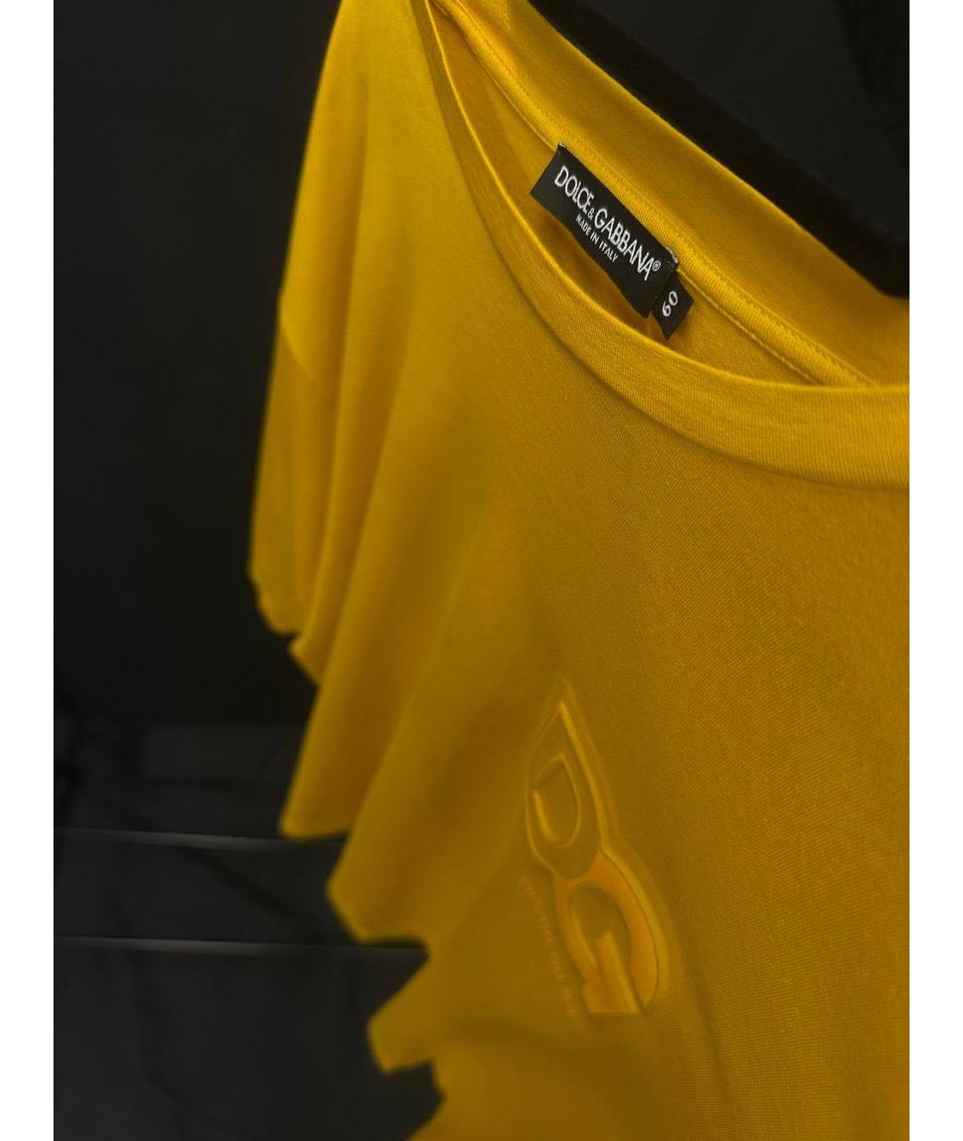 DOLCE&GABBANA Желтая хлопковая футболка, фото 3