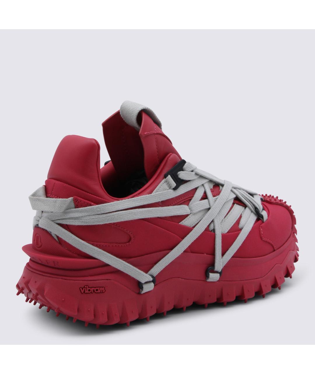 MONCLER Красные кожаные кроссовки, фото 3