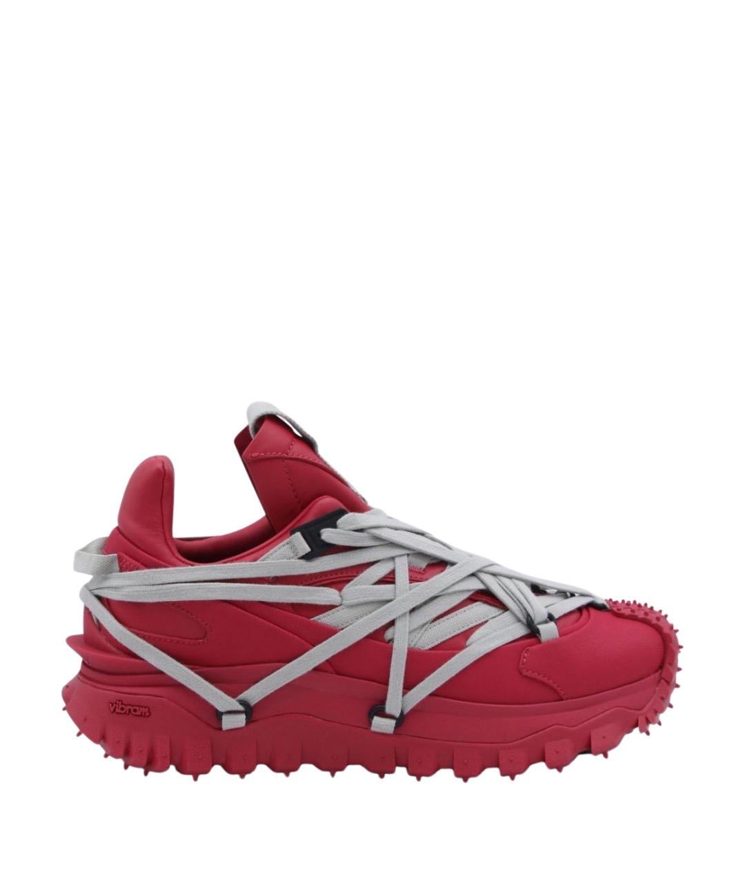 MONCLER Красные кожаные кроссовки, фото 1