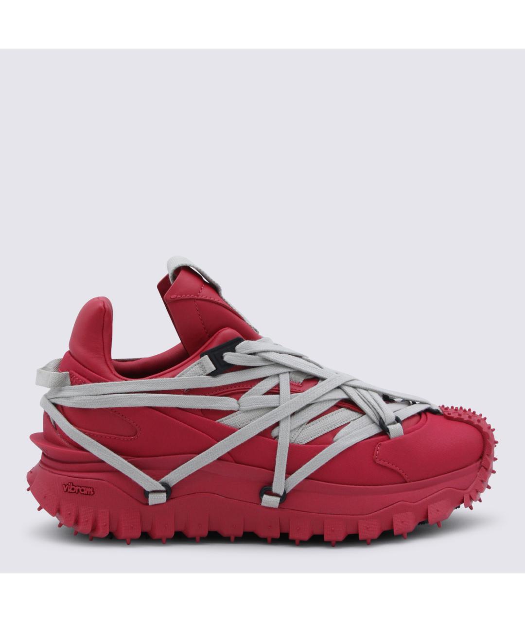 MONCLER Красные кожаные кроссовки, фото 5