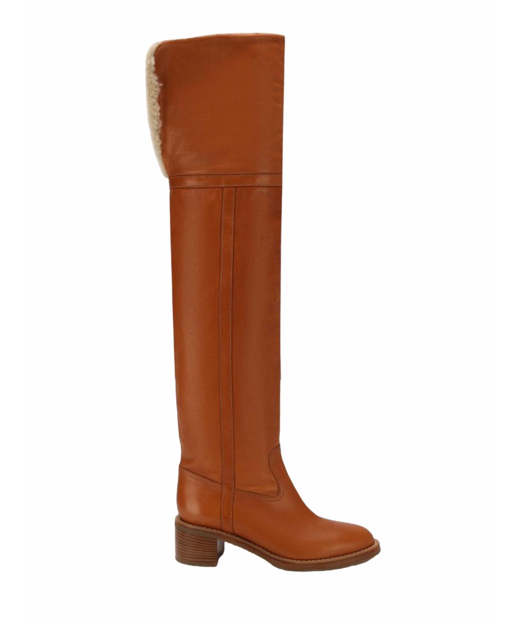 CELINE Оранжевое кожаные ботфорты, фото 1