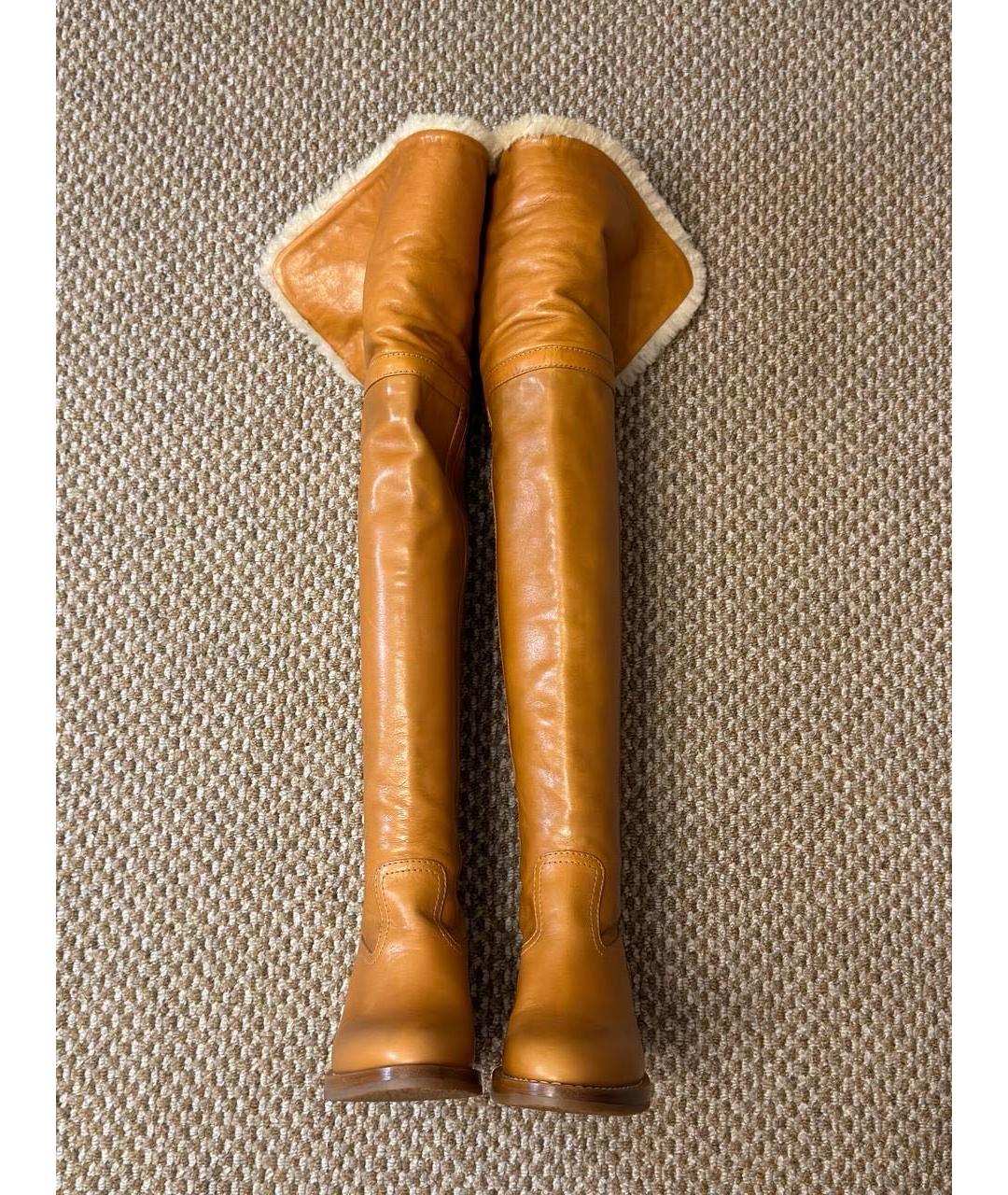 CELINE Оранжевое кожаные ботфорты, фото 8