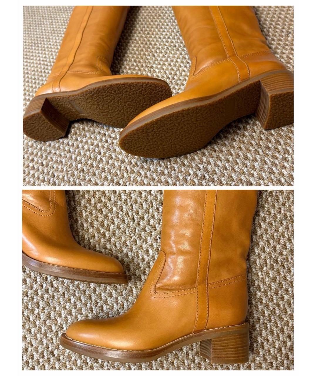 CELINE Оранжевое кожаные ботфорты, фото 6