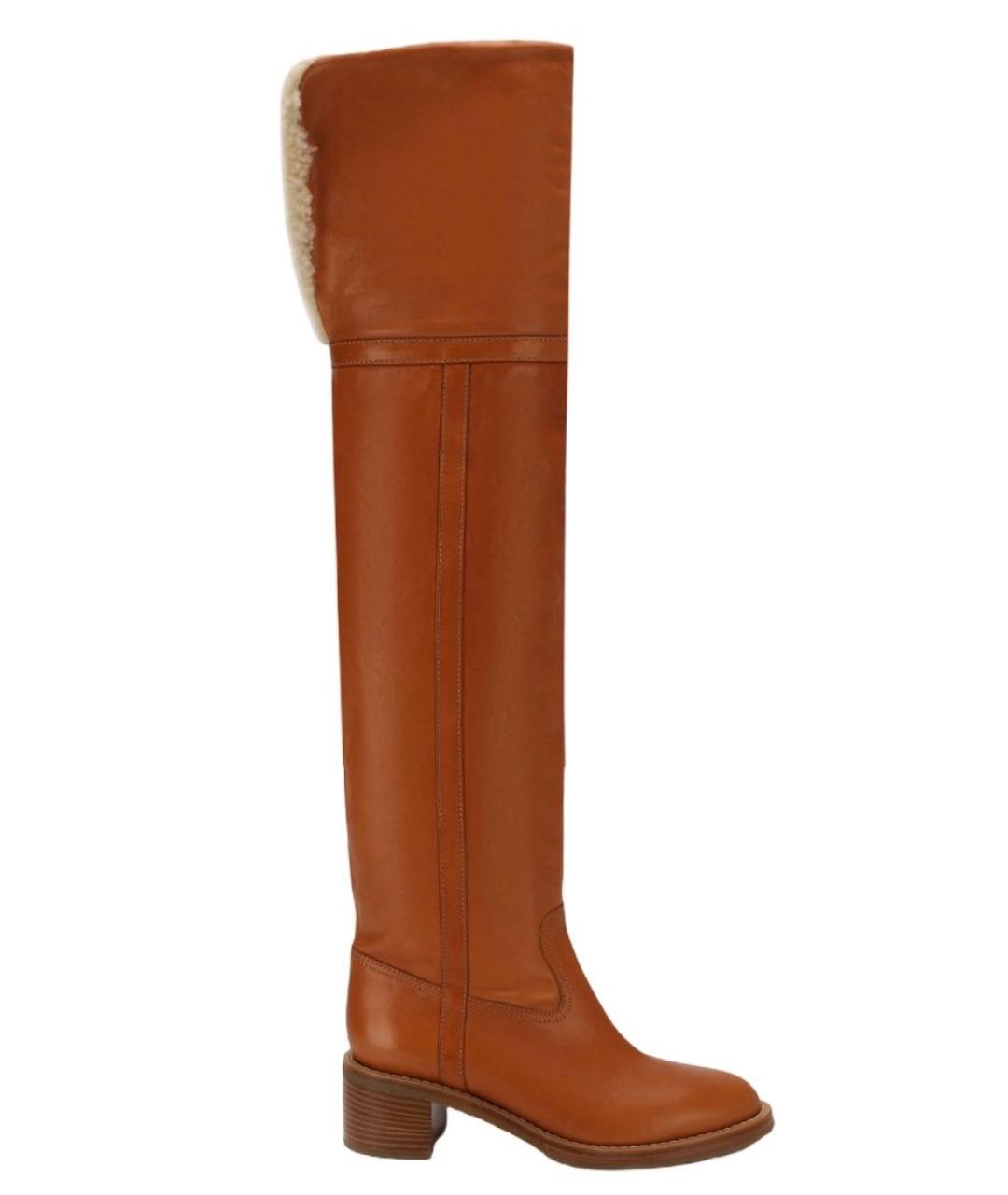 CELINE Оранжевое кожаные ботфорты, фото 9