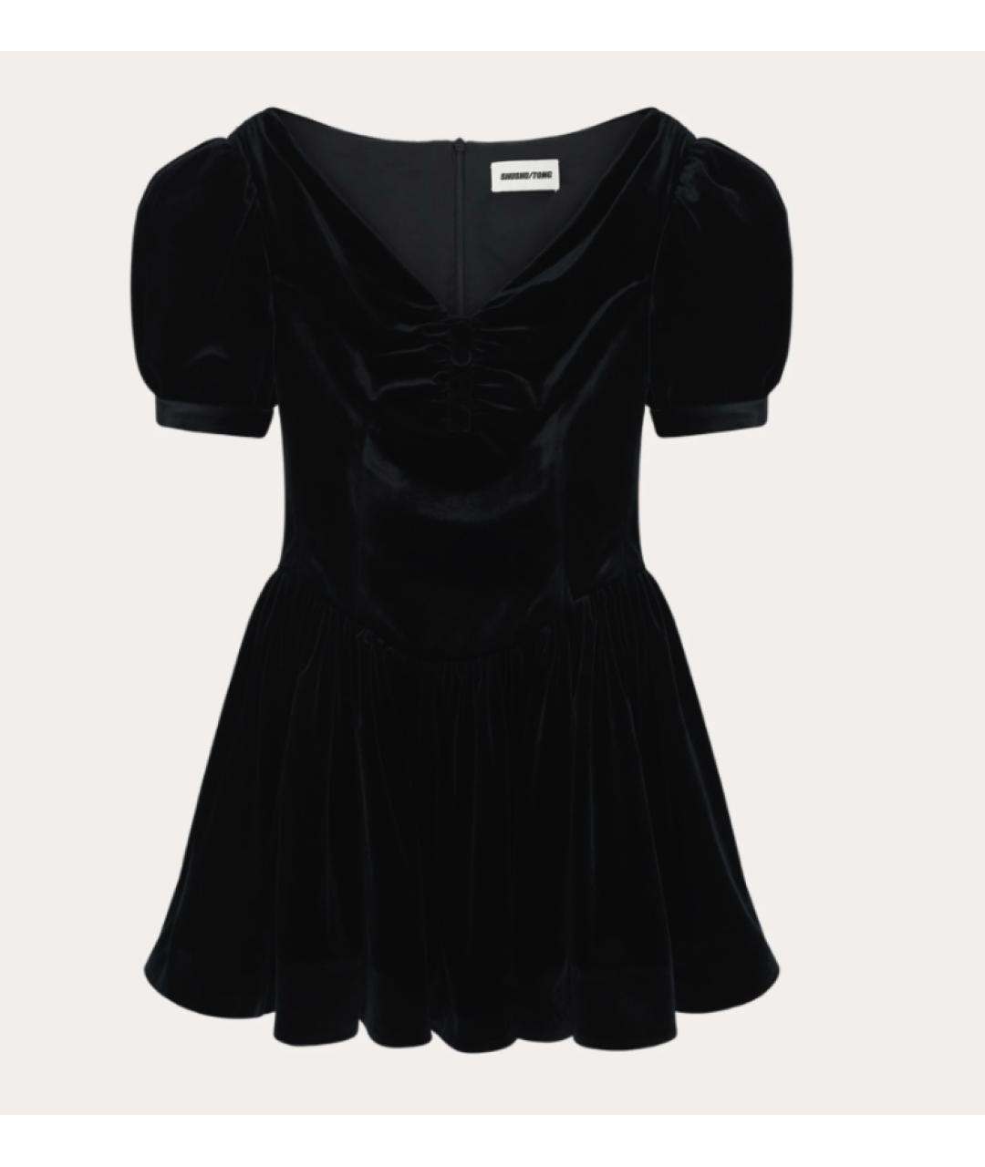 SHUSHU/TONG Черное бархатное платье, фото 6