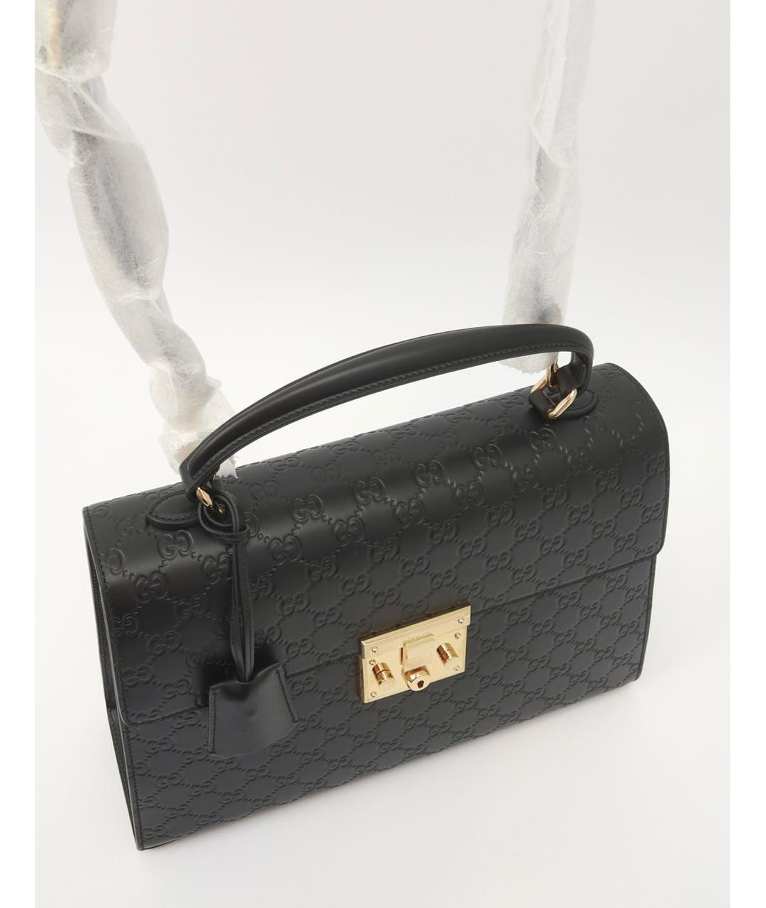 GUCCI Черная кожаная сумка с короткими ручками, фото 6