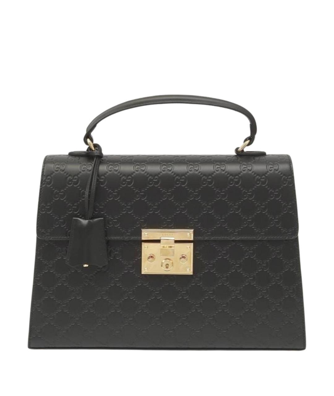 GUCCI Черная кожаная сумка с короткими ручками, фото 1