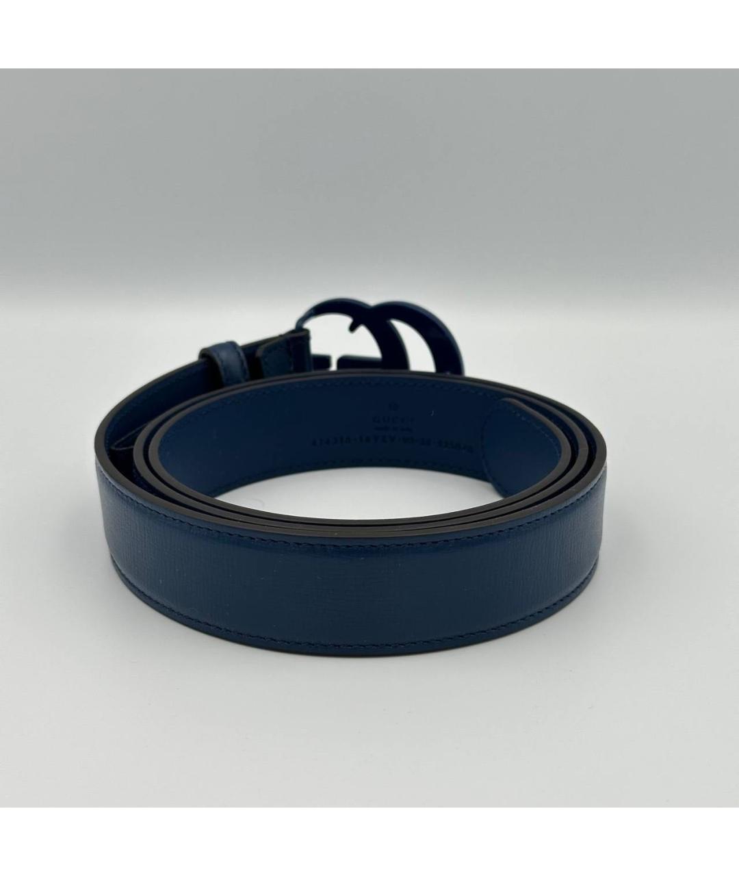GUCCI Темно-синий кожаный ремень, фото 3