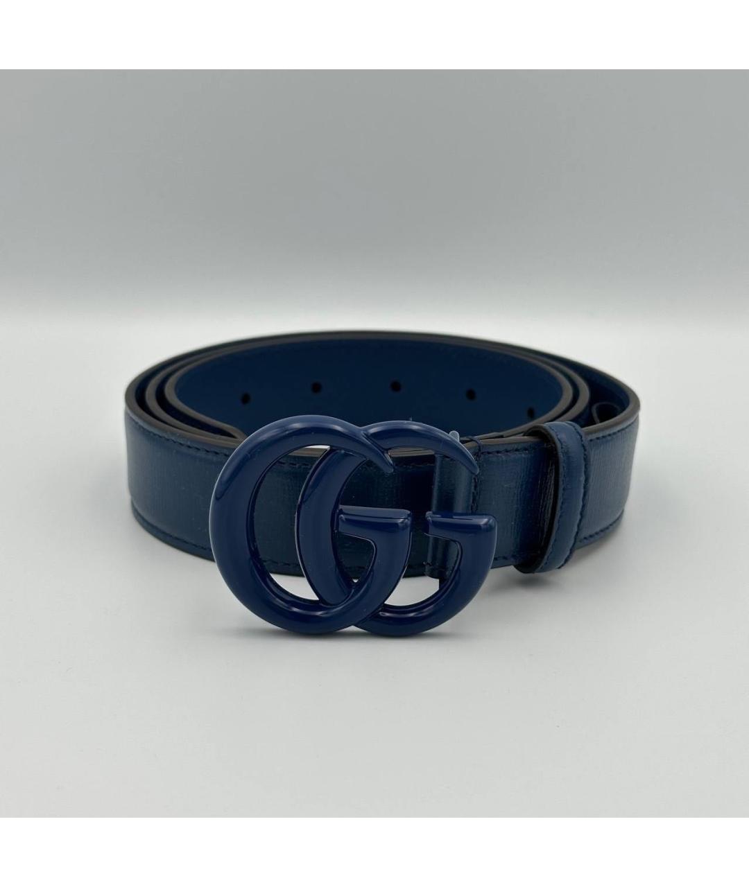 GUCCI Темно-синий кожаный ремень, фото 4