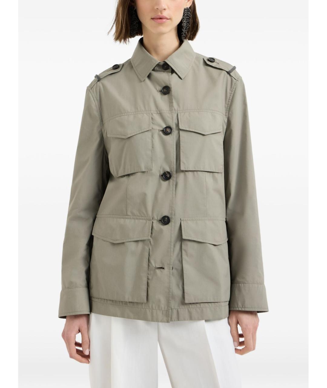 BRUNELLO CUCINELLI Хаки хлопковая куртка, фото 2